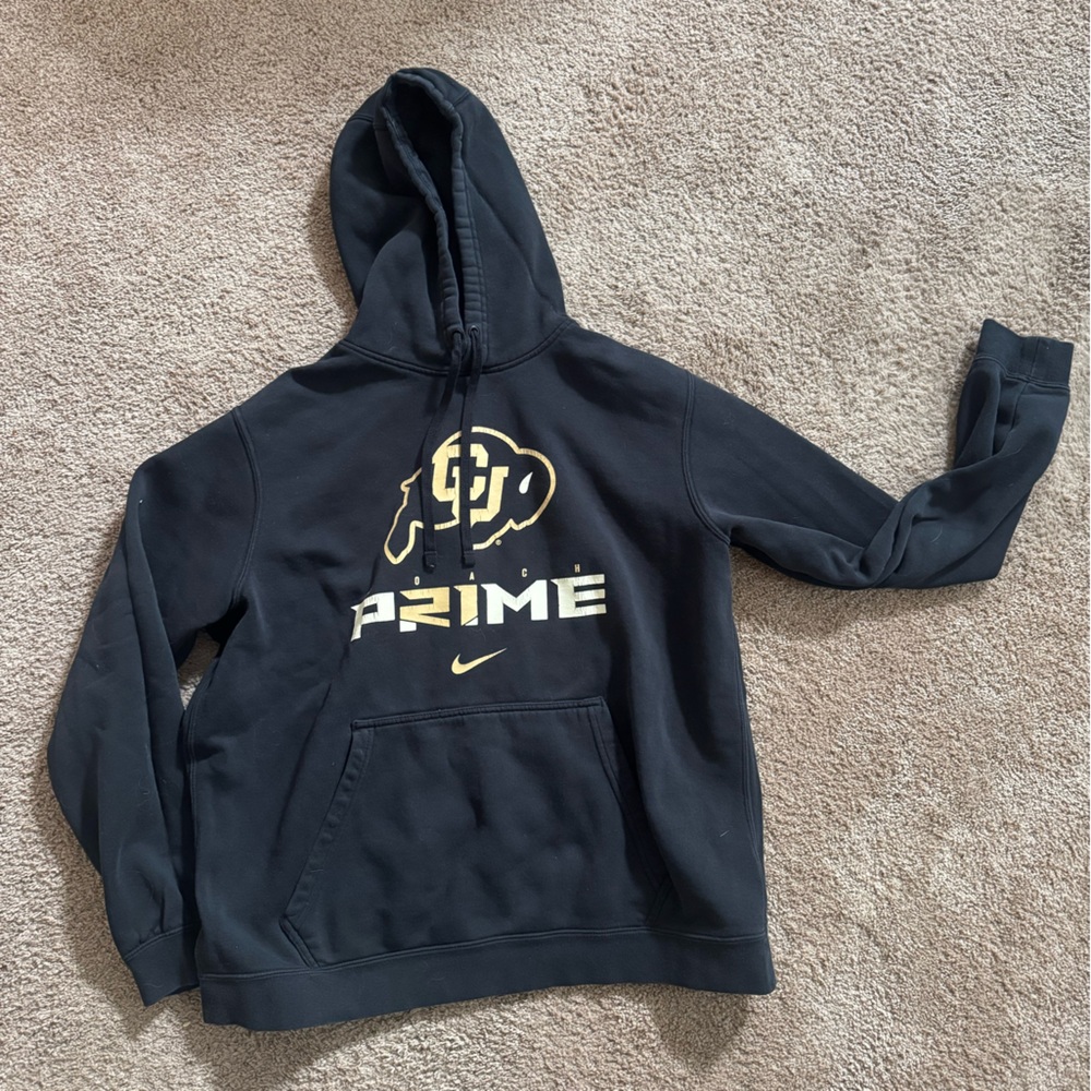 Nike Prime CU Large Black University of Colorado Hooded Sweatshirt Deion Sanders